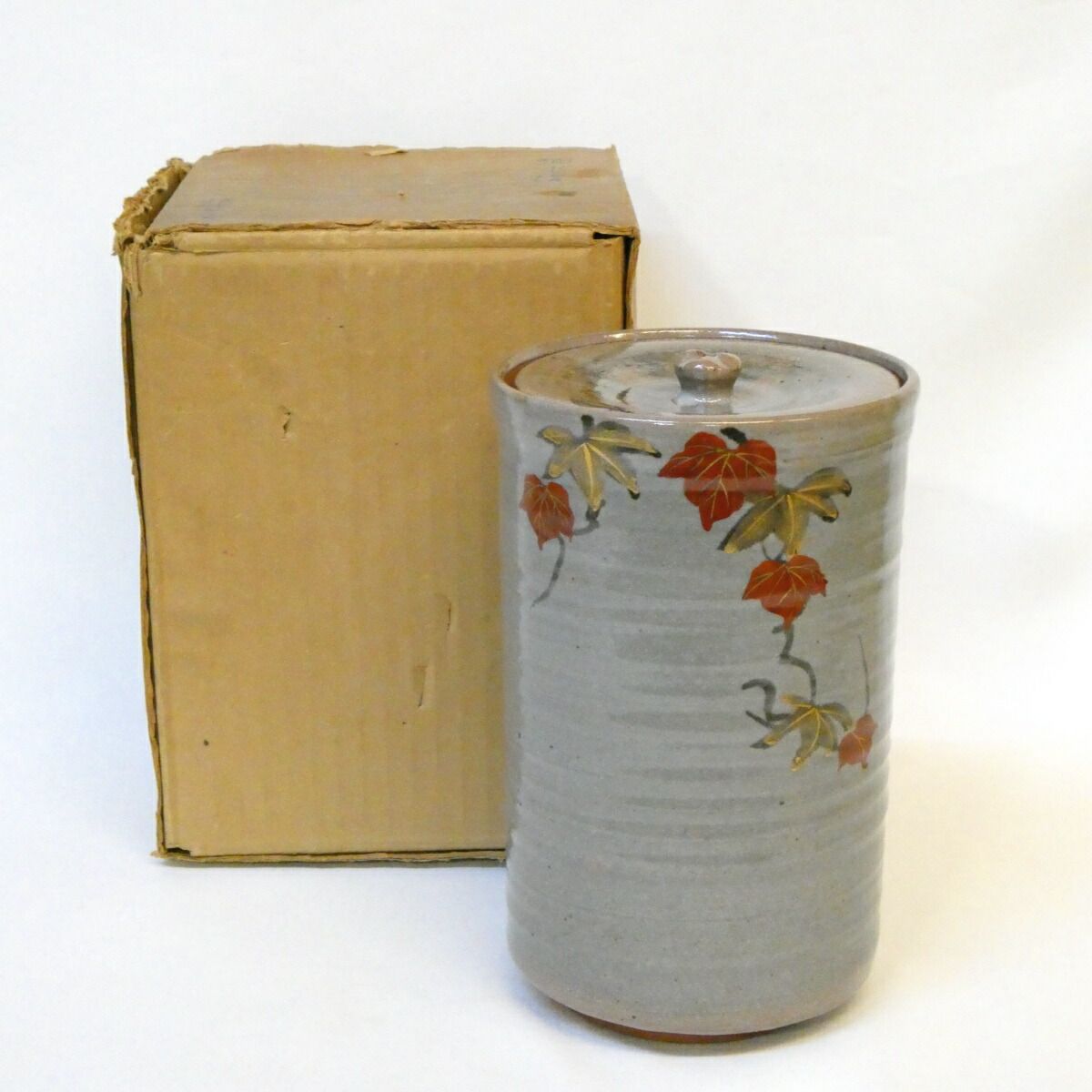 六月の特売品】平安 橋本紫雲作 蔦の絵 細水指 中置 秋の茶道具