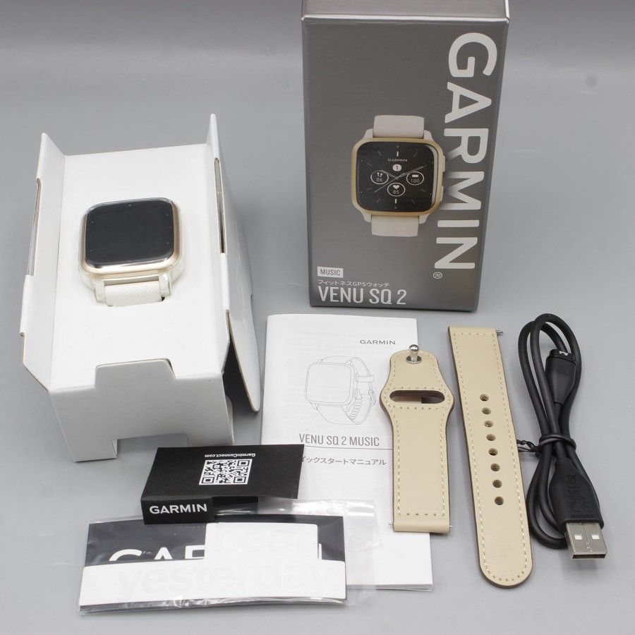 【美品】GARMIN Venu Sq 2 Music Ivory/Peach Gold 010-02700-71 ガーミン スマートウォッチ ヴェニュー エスキュー 本体