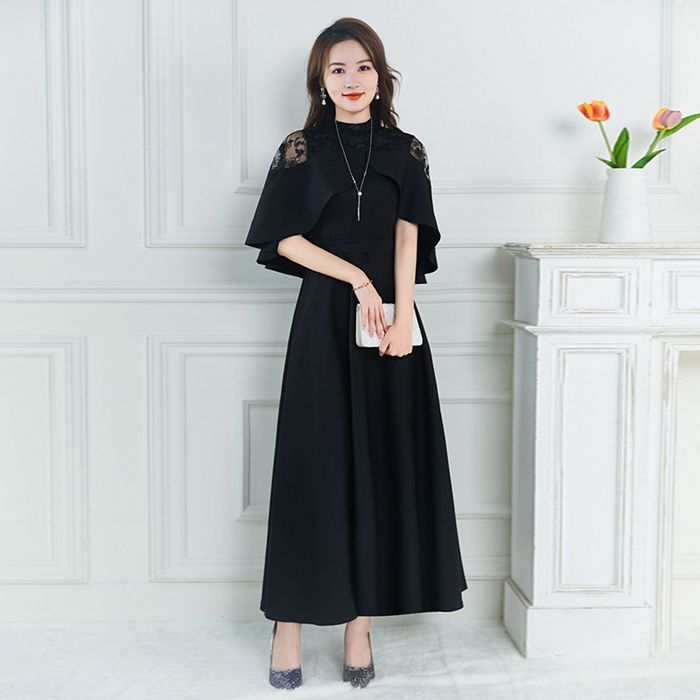 パーティドレス ママ パーティードレス 結婚式 ワンピース 披露宴 卒業式 入学式 発表会 二次会 春夏秋冬 フォーマル レディース ロング丈 袖レース 春 夏 秋 冬 xiuhua14