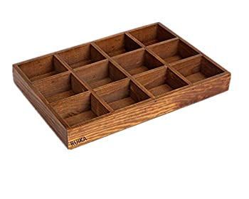【中古】【輸入品・未使用】RUIKA アンティーク調 木製 ボックス アクセサリーケース 仕切り付き コレクターズボックス (仕切り12カ所) [並行輸入品]
