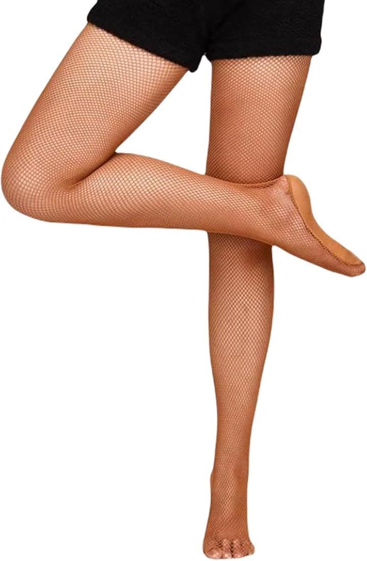 Micopuella(ミコプエラ) 社交ダンス用 網タイツ 足裏パッド付き ストレッチ(モカ,  L)