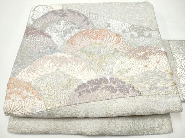 平和屋着物●創業280年 誉田屋源兵衛 九寸名古屋帯 唐織 切嵌草花文 金銀糸 正絹 CAAY9838hy