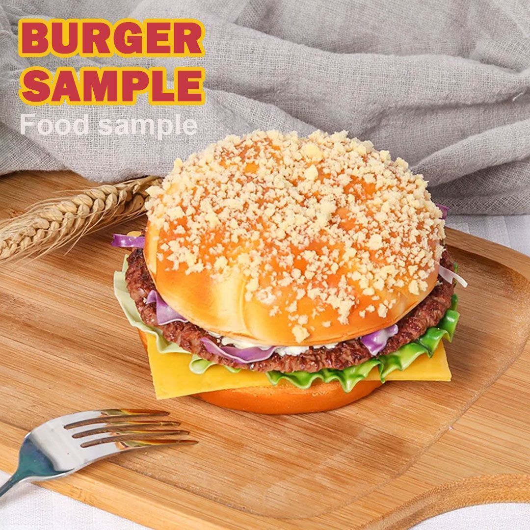 【在庫限り】食品サンプル ハンバーガー チーズトッピング リアル バーガー ファーストフード サンプル品 見本 見本品 模造 フェイク イミテーション 材料 部材 店舗 装飾 ディスプレイ 居