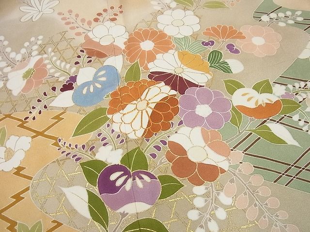 平和屋本店●極上　創業460年・千總　訪問着　駒刺繍　霞草花文　金彩　小田急扱い　逸品4s314 平和屋本店○極上 創業460年・千總 訪問着 駒刺繍 霞草花文 金彩