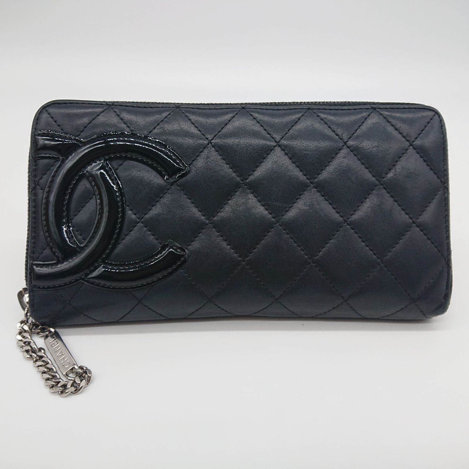 美品！シャネルカンボンラインラウンドファスナー長財布ブラック