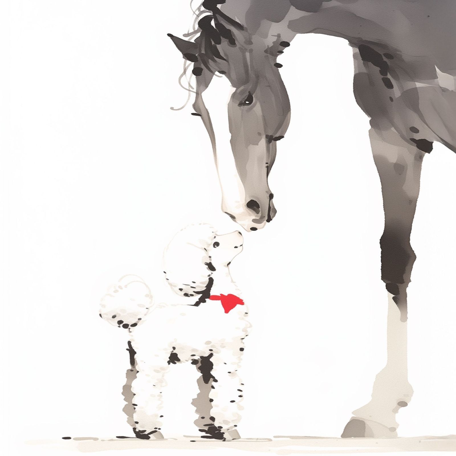 福寿 2026年 - プードル トイプードル犬 No.1 午年 馬 謹賀新年 賀正 新春 迎春 子犬 ペットロス うちの子 記念日 アートポスター 犬の絵 犬のイラスト ギフト プレゼント