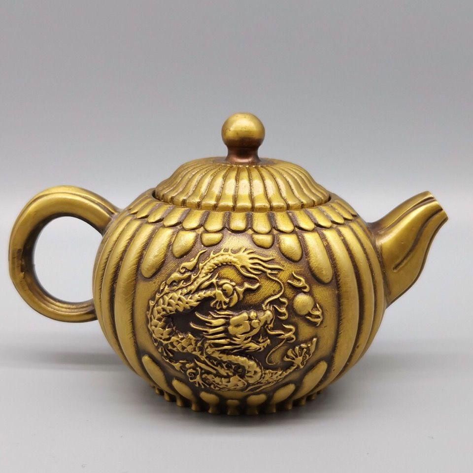 銅 細工 鎏金仙鶴 徳利 茶壺 茶道具 煎茶道具 工芸品 美術品  置物 銅 細工 鎏金仙鶴 徳利 茶壺 茶道具 煎茶道具 工芸品 美術品