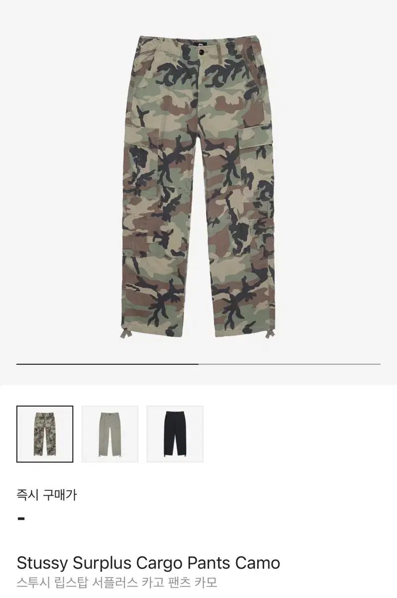 STUSSY ステューシー リップストップ カモフラ パンツ 32