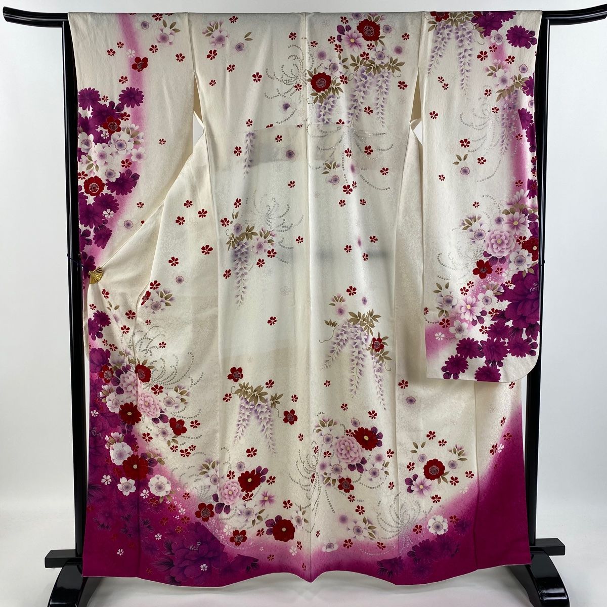 振袖 身丈164.5cm 裄丈65cm M 袷 桜 菊 金銀彩 ラメ クリーム