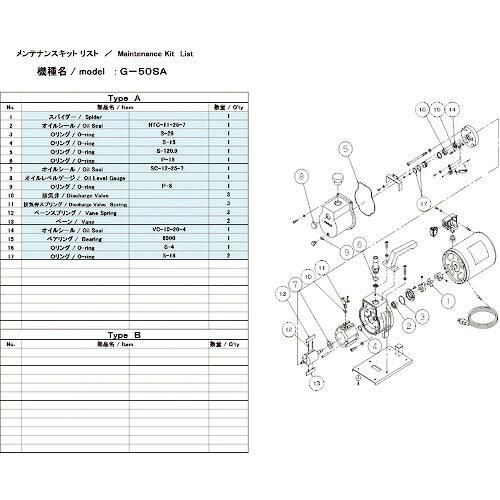 2営業日で発送 アルバック機工 Ulvac Kiko ULVAC G-50SA用メンテナンスキット G50SAMAINTENANCEKIT 8740