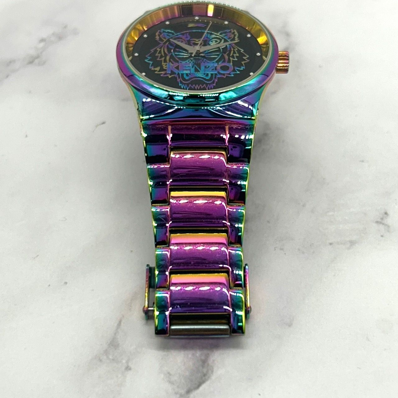 稼働品】KENZO ケンゾー タイガー 腕時計 N.96002M レインボーカラー 