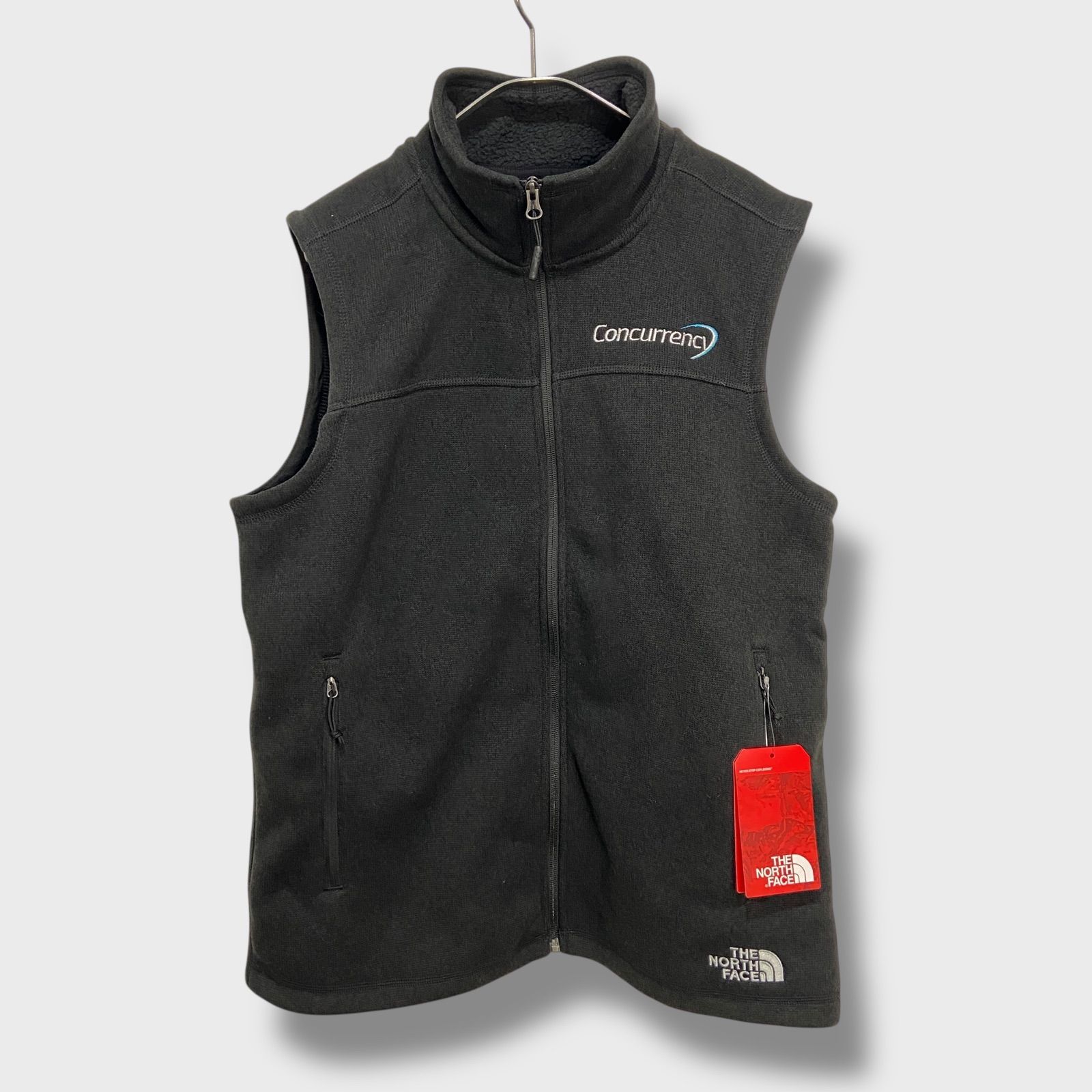 美品ノースフェイス ジップアップ ベスト WINDWALL 裏地フリース 黒XL