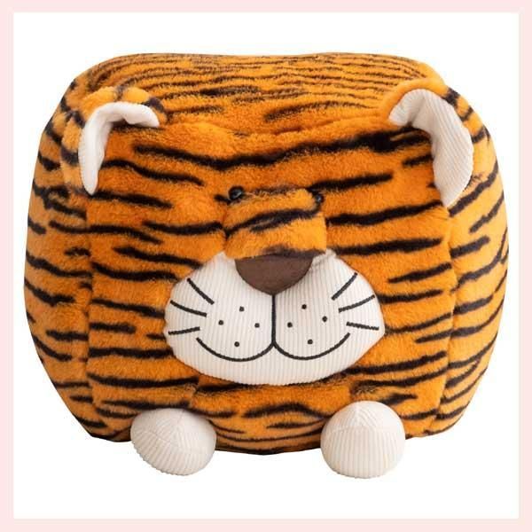 MOFUA（モフア）アニマルスツール／トラ　※飾り,リーズナブル,シリーズ,コンパクト,キューブ,サイコロ,四角形,可愛い,かわいい,モチーフ,ぬいぐるみ,動物,ビーズクッション,ふわふわ,もこもこ,コーデュロイ,虎,タイガー