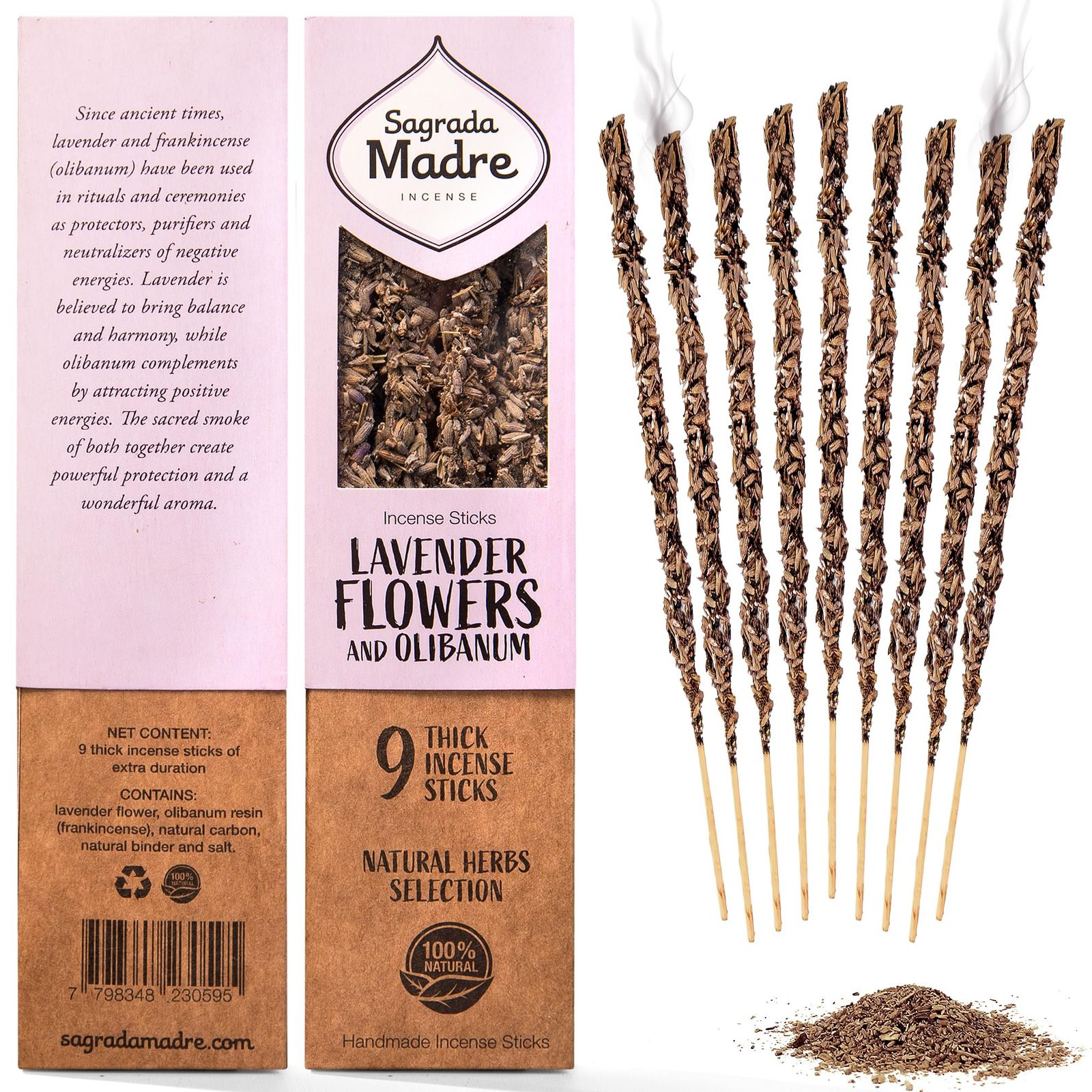 新品 Sagrada Madre サグラダマドレ お香 パロサント 9本入り INCENSE HERBS (Lavender flowers & Olibanum) #23059
