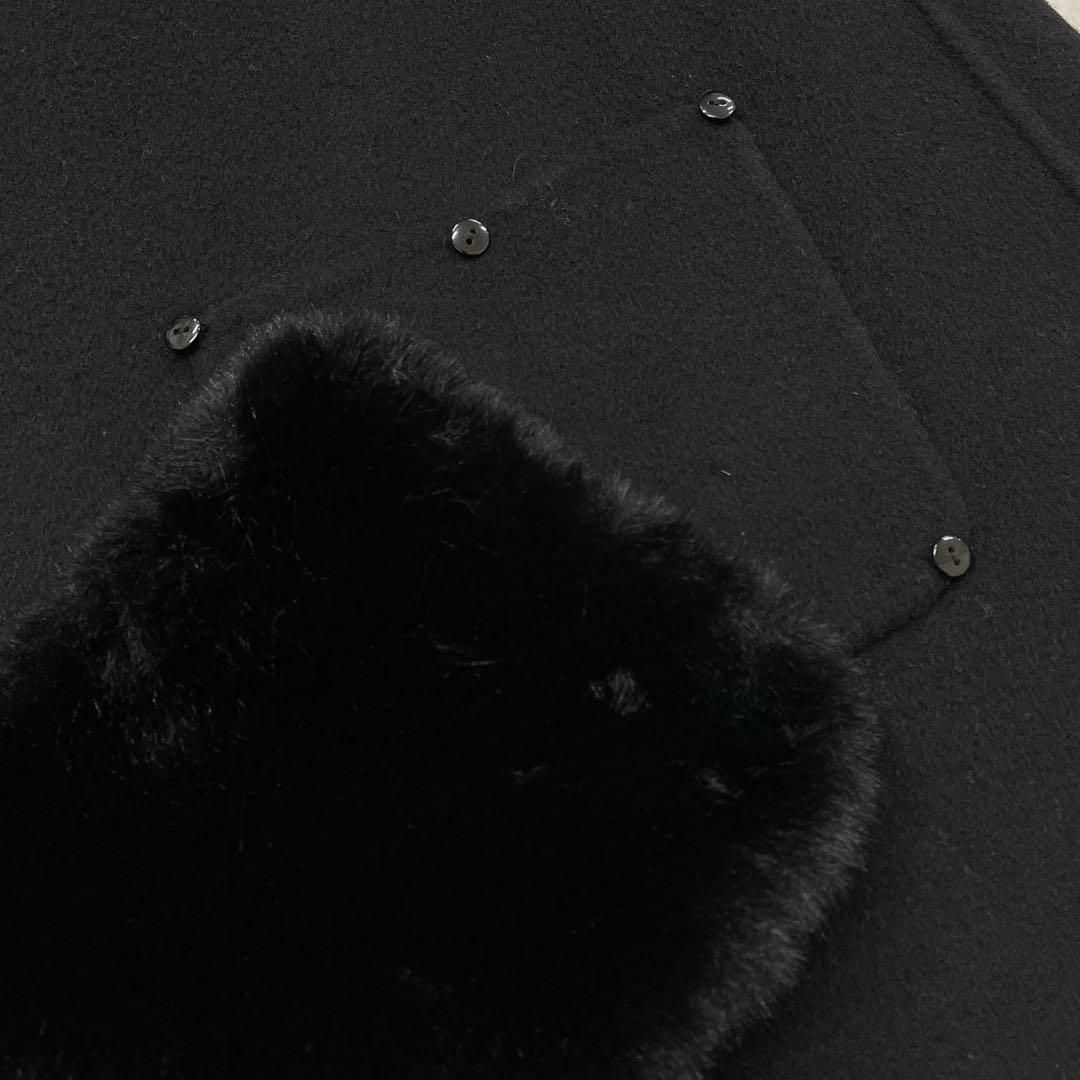 NEMIKA ネミカ Leilian レリアン ケープコート ノー ショートコート フ ファー ウール 黒 GULLKHAN_COM