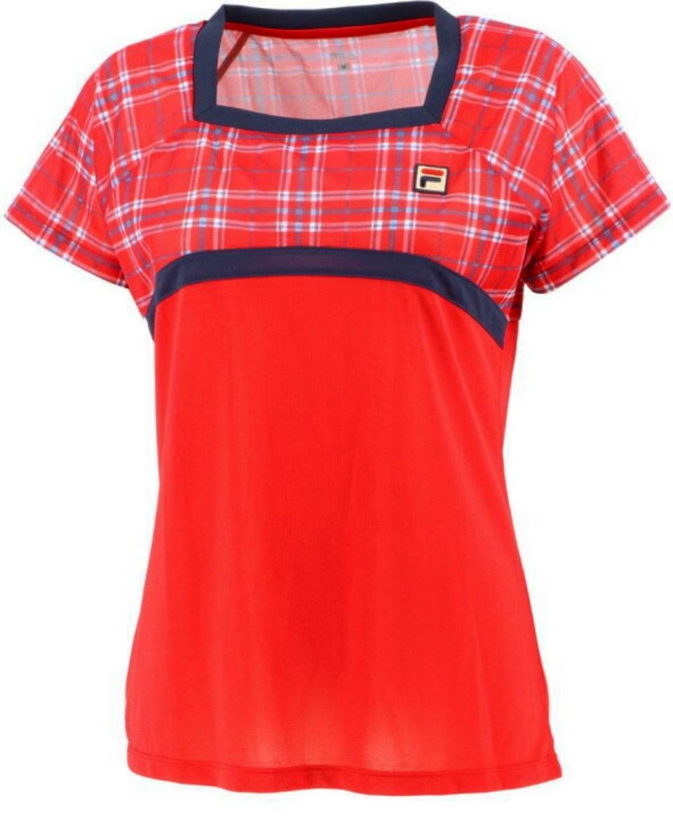 FILA　フィラ　テニスウェア　ゲームシャツ　Mサイズ　赤　チェック柄　美品