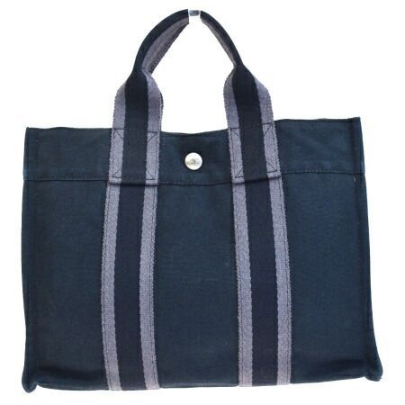 【中古】 エルメス HERMES フールトゥ PM ミニトートバッグ ハンドバッグ ブラック グレー キャンバス 07HD169