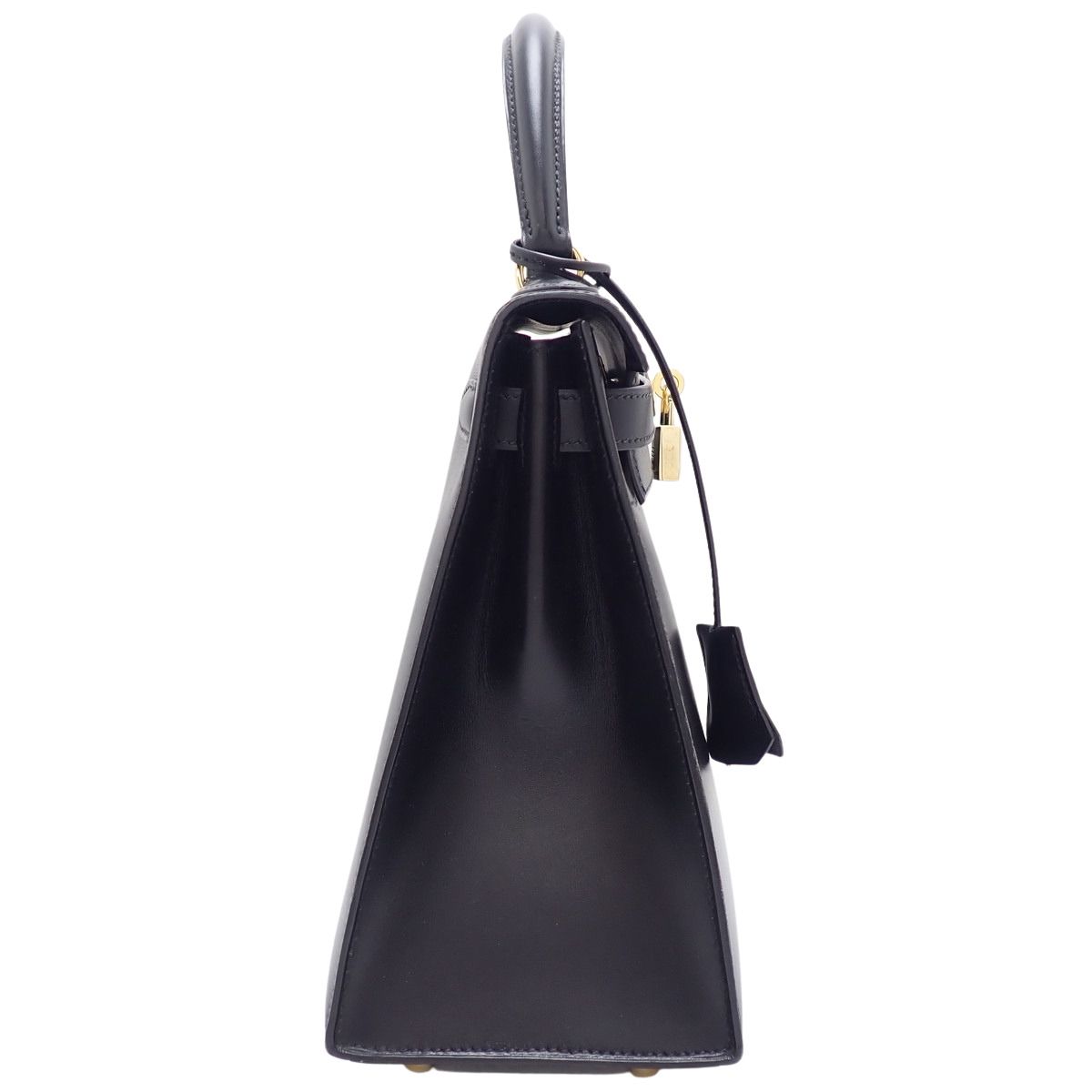 エルメス ハンドバッグ ケリー28 外縫い ブラック/シルバー金具