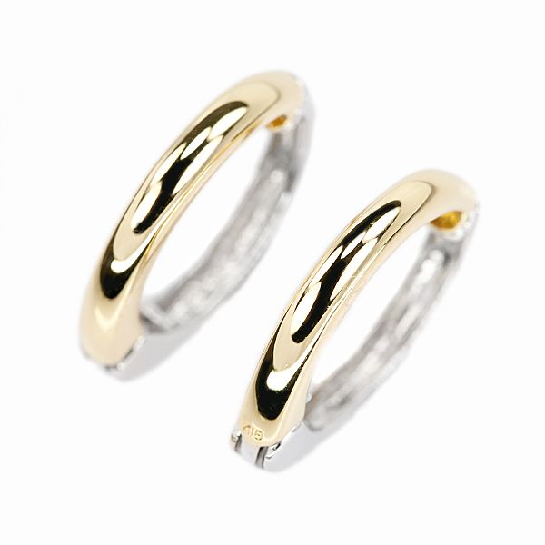 イヤリング K18イエローゴールド K18ホワイトゴールド フープ リバーシブル コンビ 地金のみ 石なし 宝正 902712