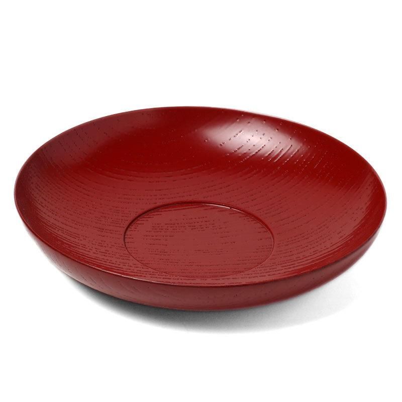 未使用】奥田志郎 本朱蓮弁茶托 5客 漆器 15cm 大（奥田志郎 本朱蓮弁 