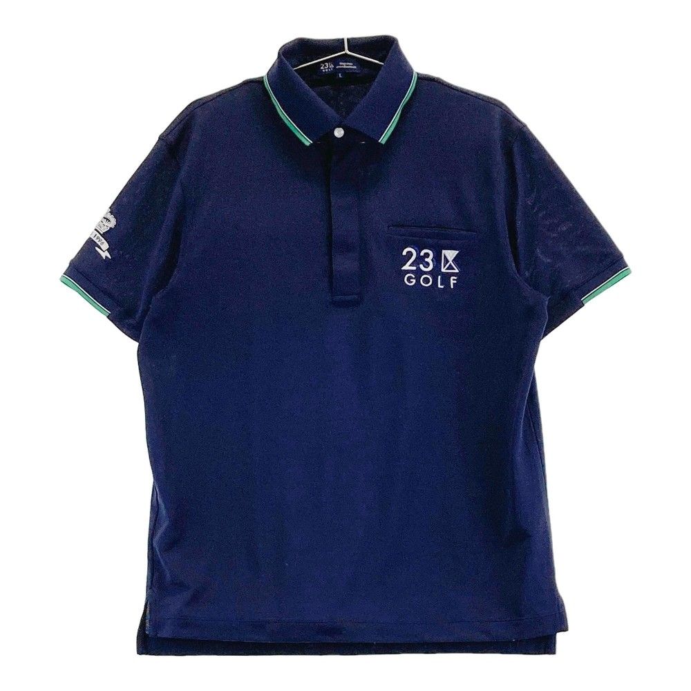サイズ：L 23区GOLF ニジュウサンクゴルフ  ハーフジップ 半袖ポロシャツ  ネイビー系 [240101330230]# ゴルフウェア メンズ ストスト