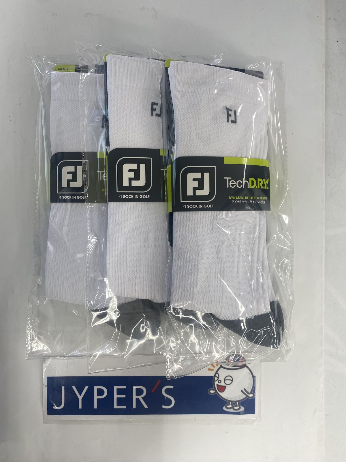 【新品未使用品】フットジョイ FOOTJOY テックドライ クルー ソックス メンズ 靴下 ゴルフ 3足セット(葛西店)