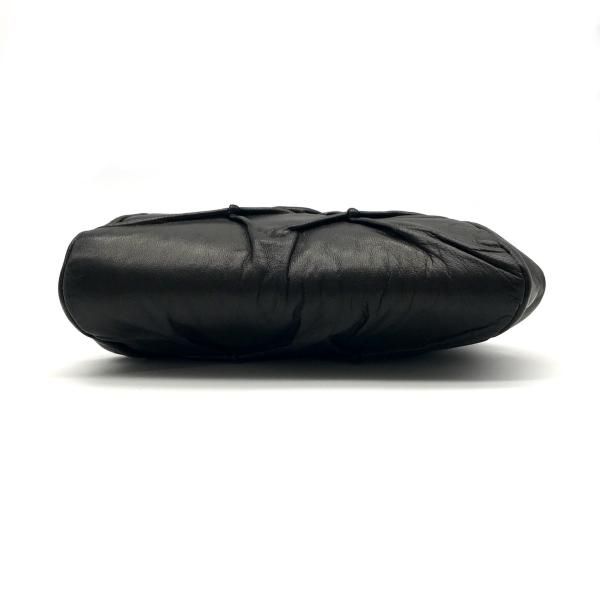 FENDI フェンディ レザー ロゴ がま口 ミニ ハンド バッグ ブラック 美  