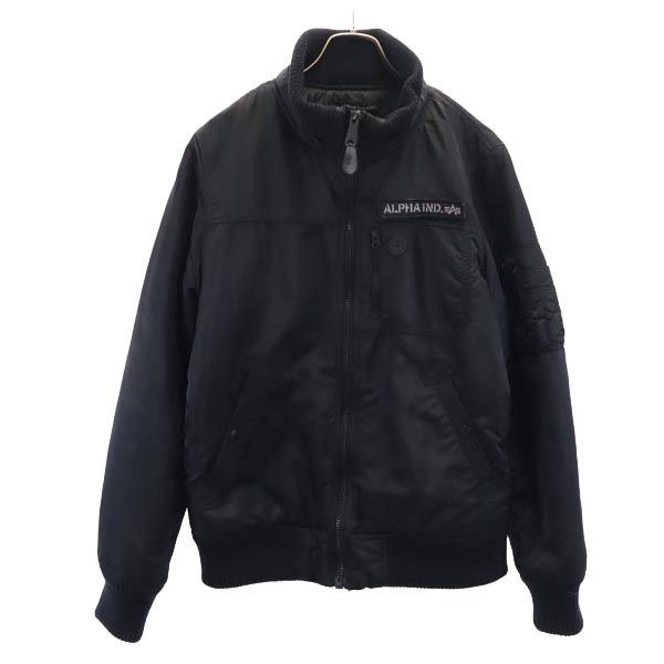 アルファインダストリーズ 長袖 中綿ジャケット L ブラック系 ALPHA INDUSTRIES INC 裏キルト ロゴ メンズ 古着 【231104】