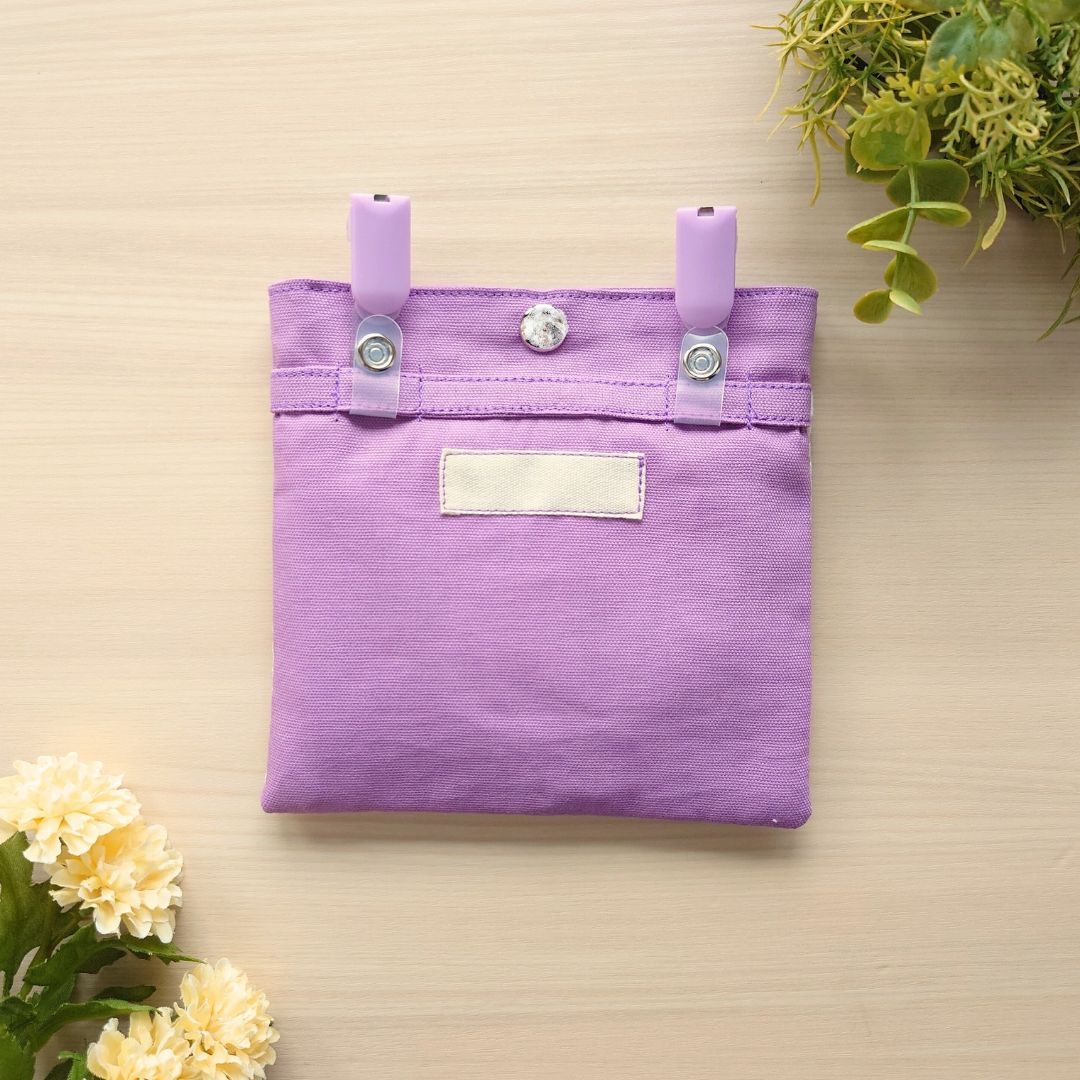 移動ポケット 撥水×メッシュ｜パープル×選べるタグ｜ふたなし