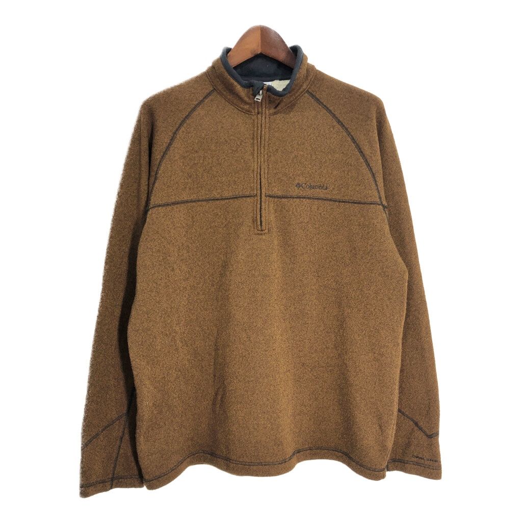 Columbia コロンビア ハーフジップ フリースジャケット アウトドア ブラウン (メンズ XL) 中古 古着 T0931