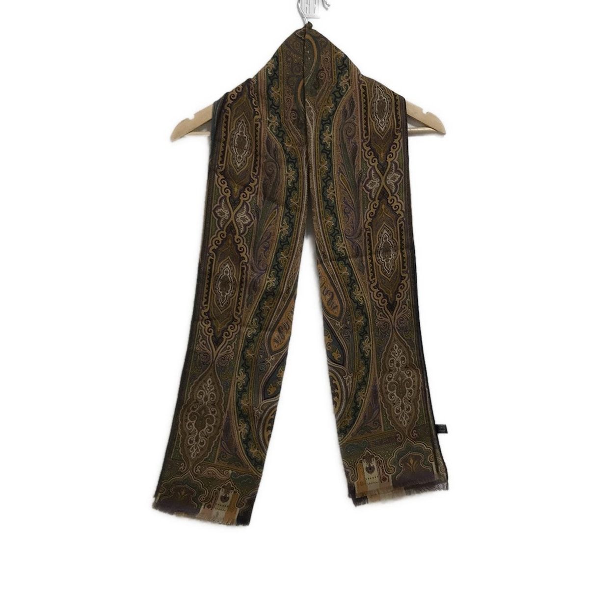 ETRO エトロ ストール ショール - ダークイエロー×ダークグリーン×マルチ ウール シルク