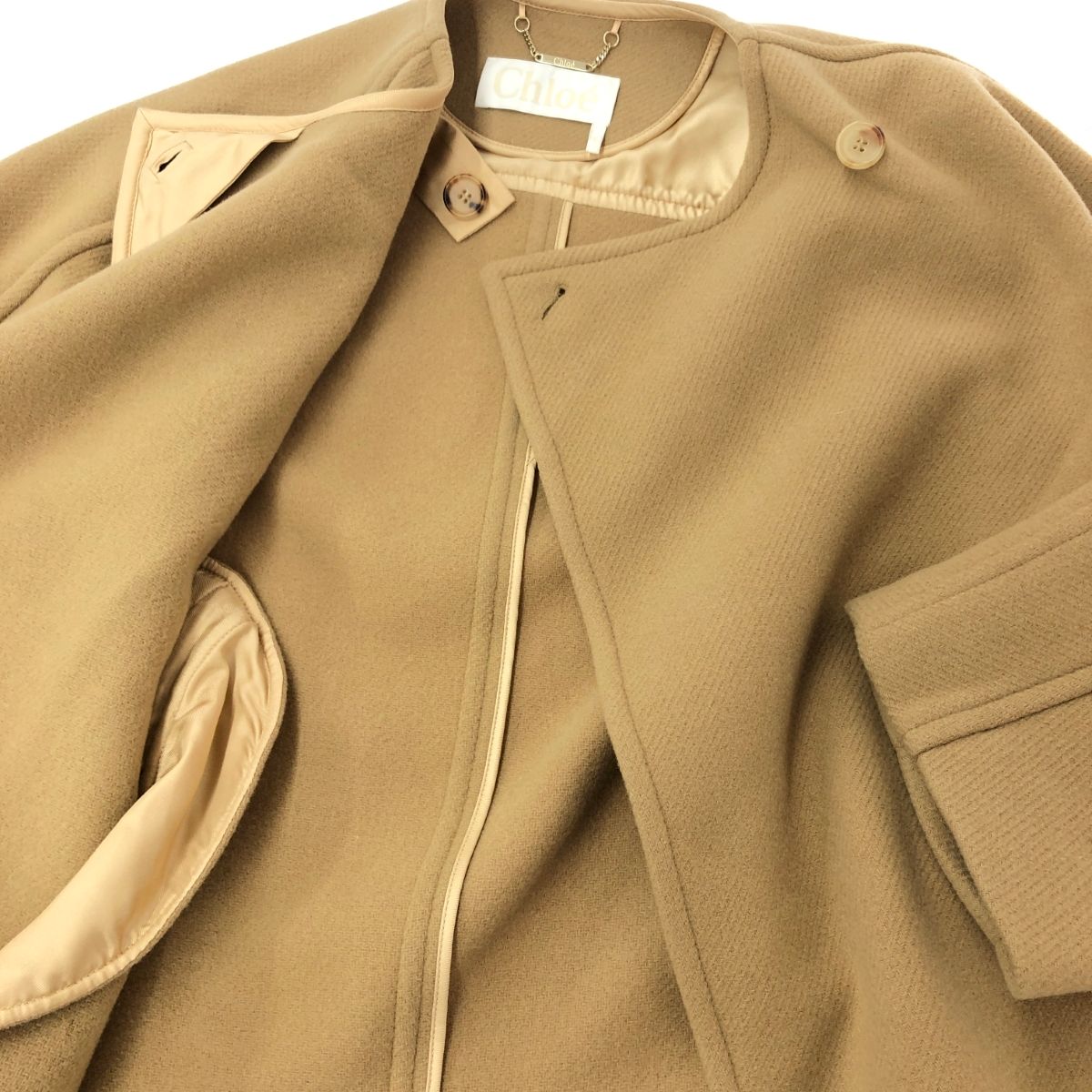 良好 Chloe クロエ ノーカラー ショートコートコート サイズ:34