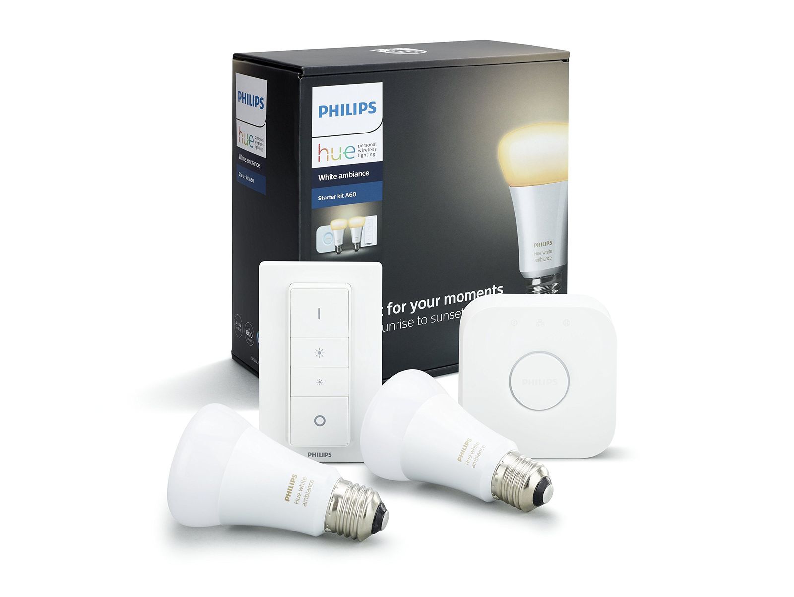 Philips Hue(ヒュー) | ホワイトグラデーション スターターセット | E26スマートLEDライト2個+ブリッジ1個+ディマースイッチ1個 |【Amazon Echo、Google Home、Apple HomeKit、LINEで音声コントロール 