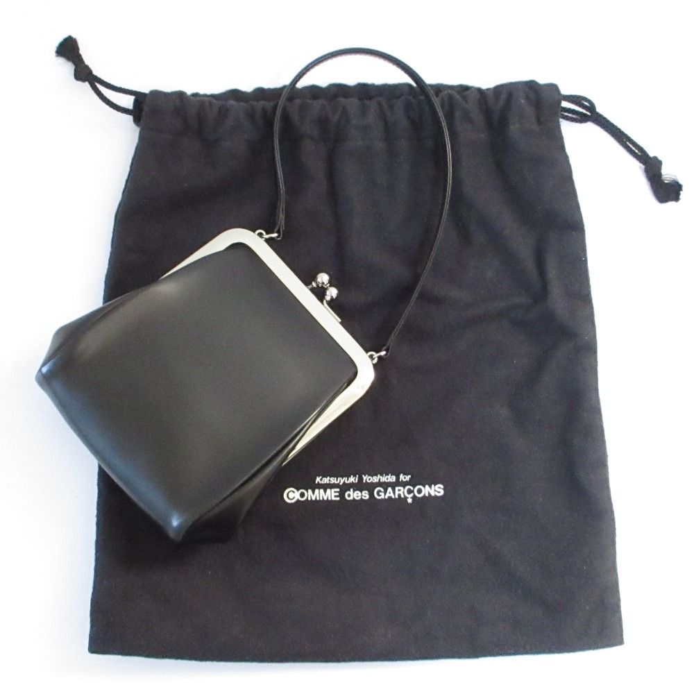 新品同様 COMME des GARCONS コムデギャルソン Katsuyuki Yoshida 青山限定 がま口 アクセサリーポーチ ミニハンドバッグ ブラック メンズ レディース 古着 中古 USED