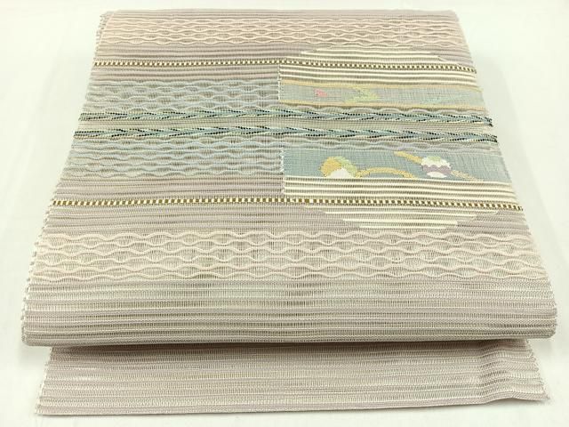 平和屋着物＊夏物 八寸名古屋帯 幾何学文様 金糸 正絹 逸品
