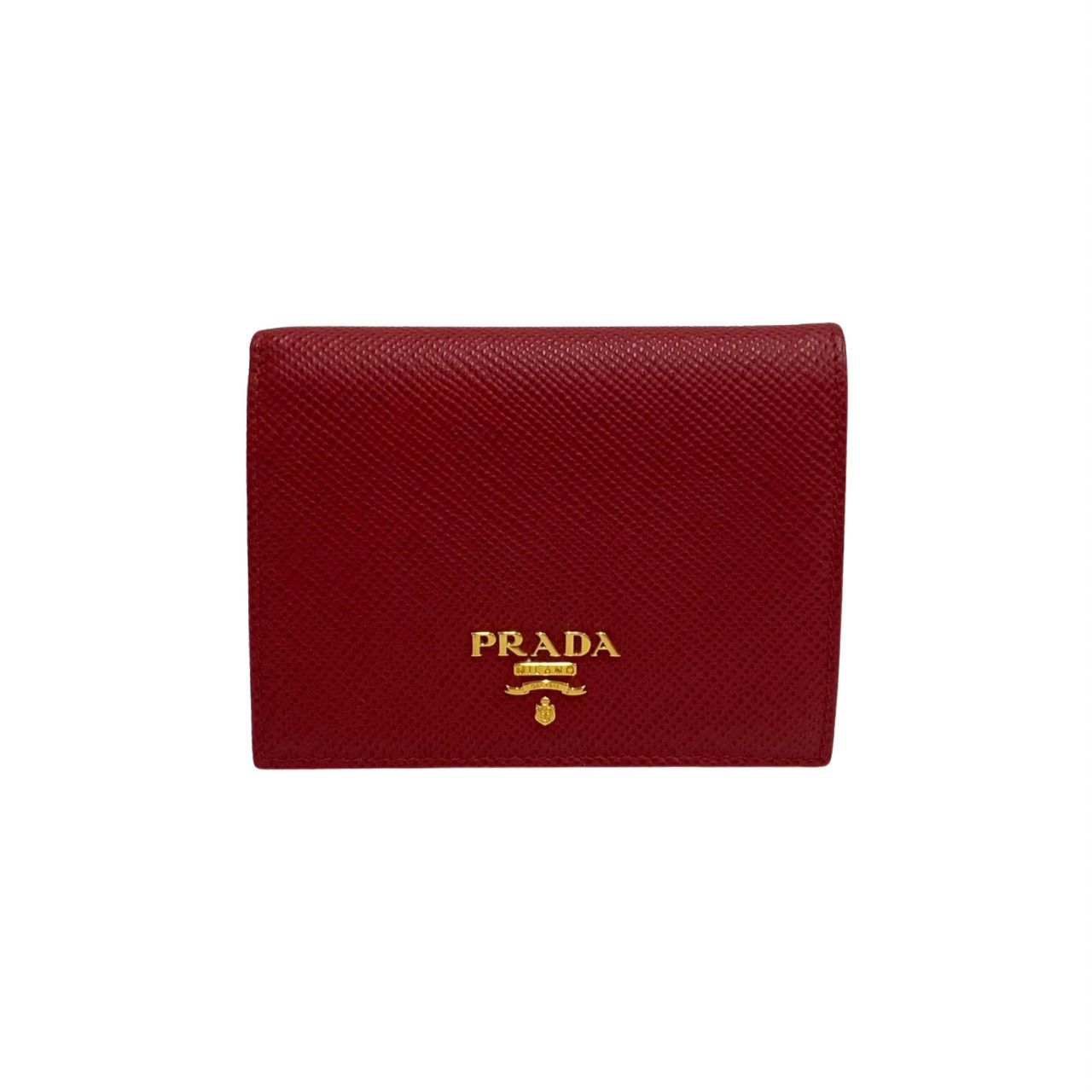 ほぼ未使用 保存箱付 希少品 PRADA プラダ ロゴ 金具 サフィアーノ