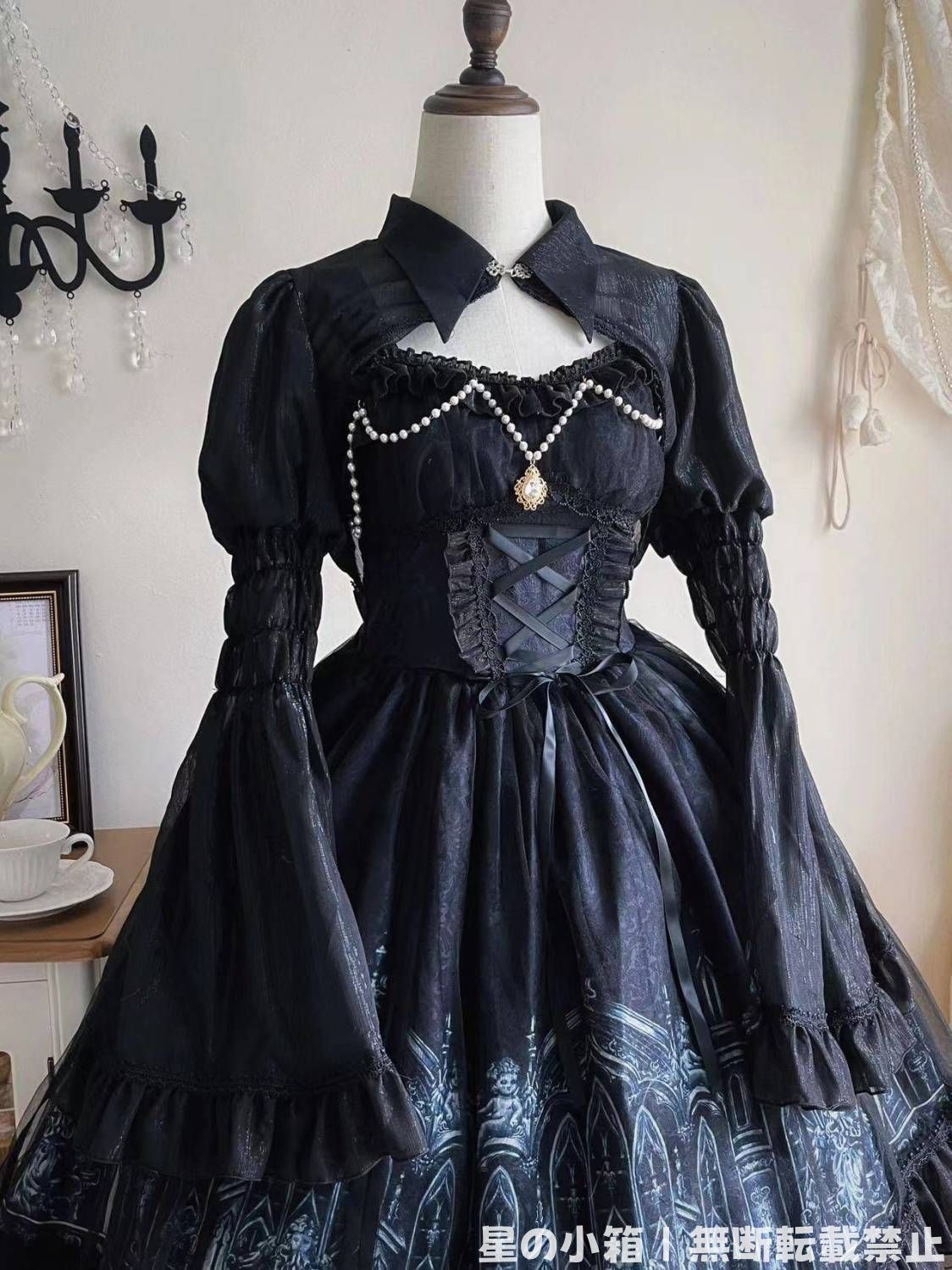 新作 オリジナルデザイン 暗黒ゴシック風 Lolitaワンピース jsk ドレス 豪華刺繍 長袖 夏/秋用 エレガント ゴスロリスタイル 高品質 女性用