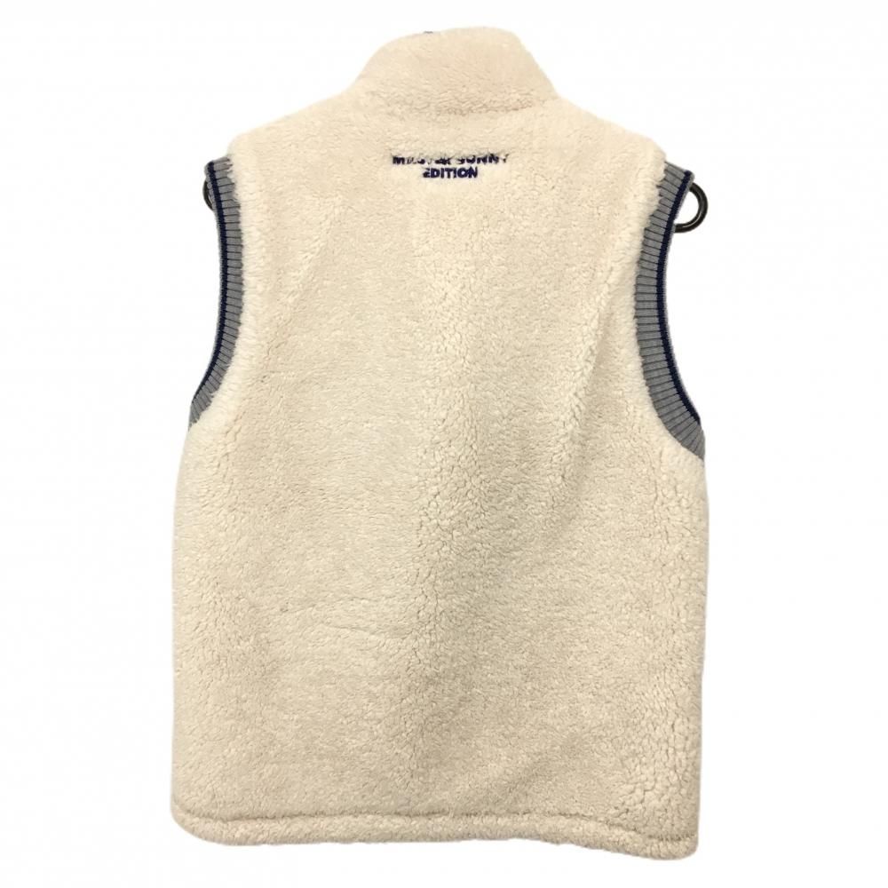 育児 マスターバニー ボアベスト 白×グレー 一部ニット ファスナー メンズ 4 M ゴルフウェア MASTER BUNNY EDITION