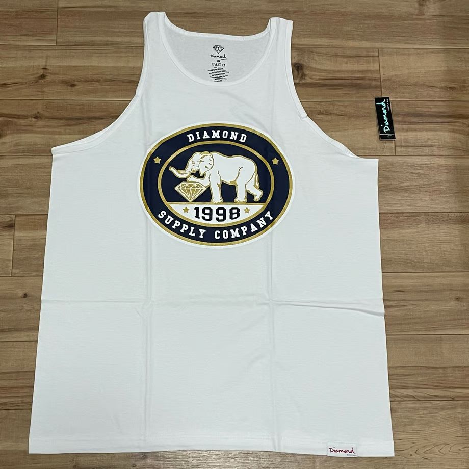 米国製 【M】 ダイヤモンドサプライ Diamond Supply Co タンクトップ 白 Pushing Jewels 象