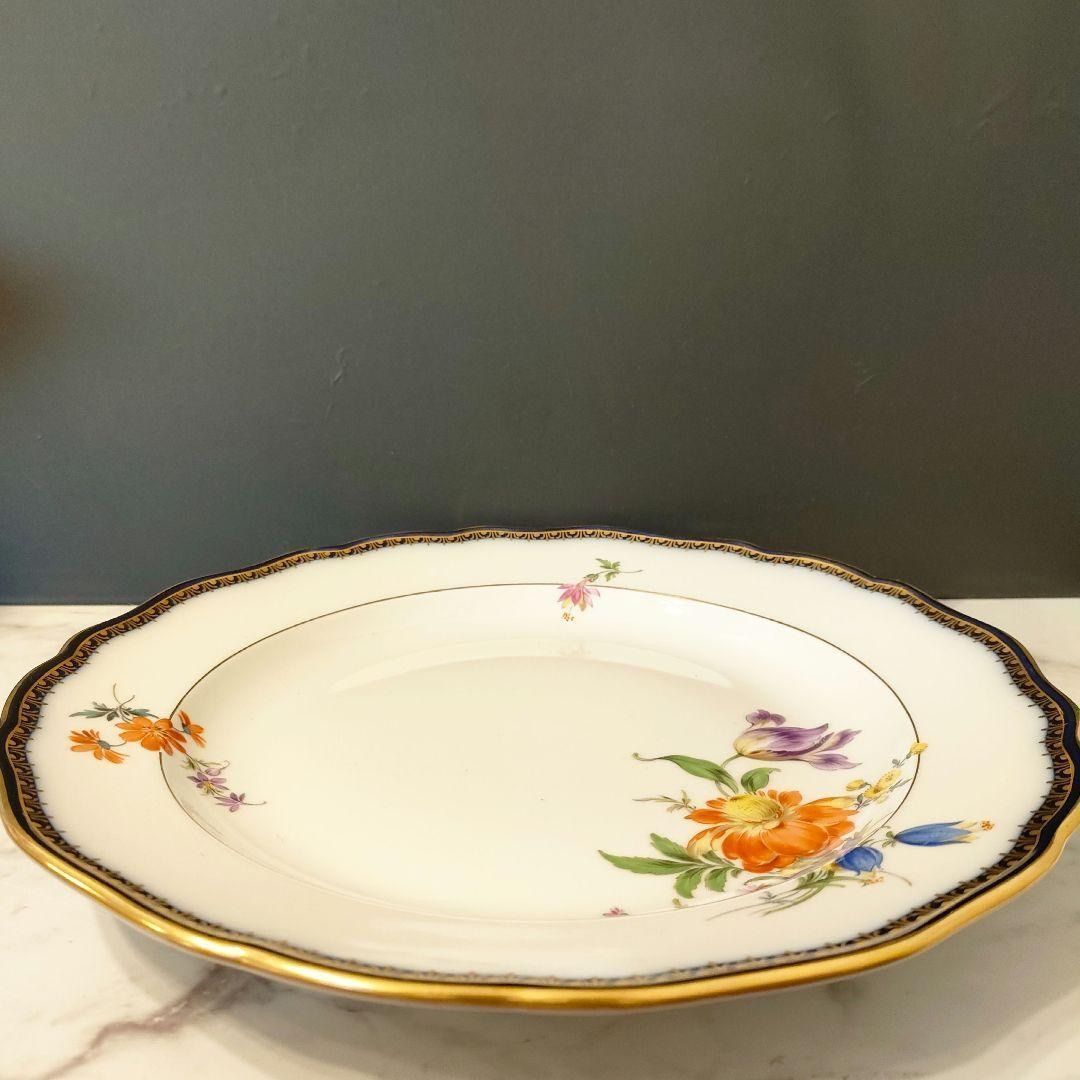  Meissen マイセン Ａカンテ コバルト 金彩フラワーブーケ 大皿 皿 食器