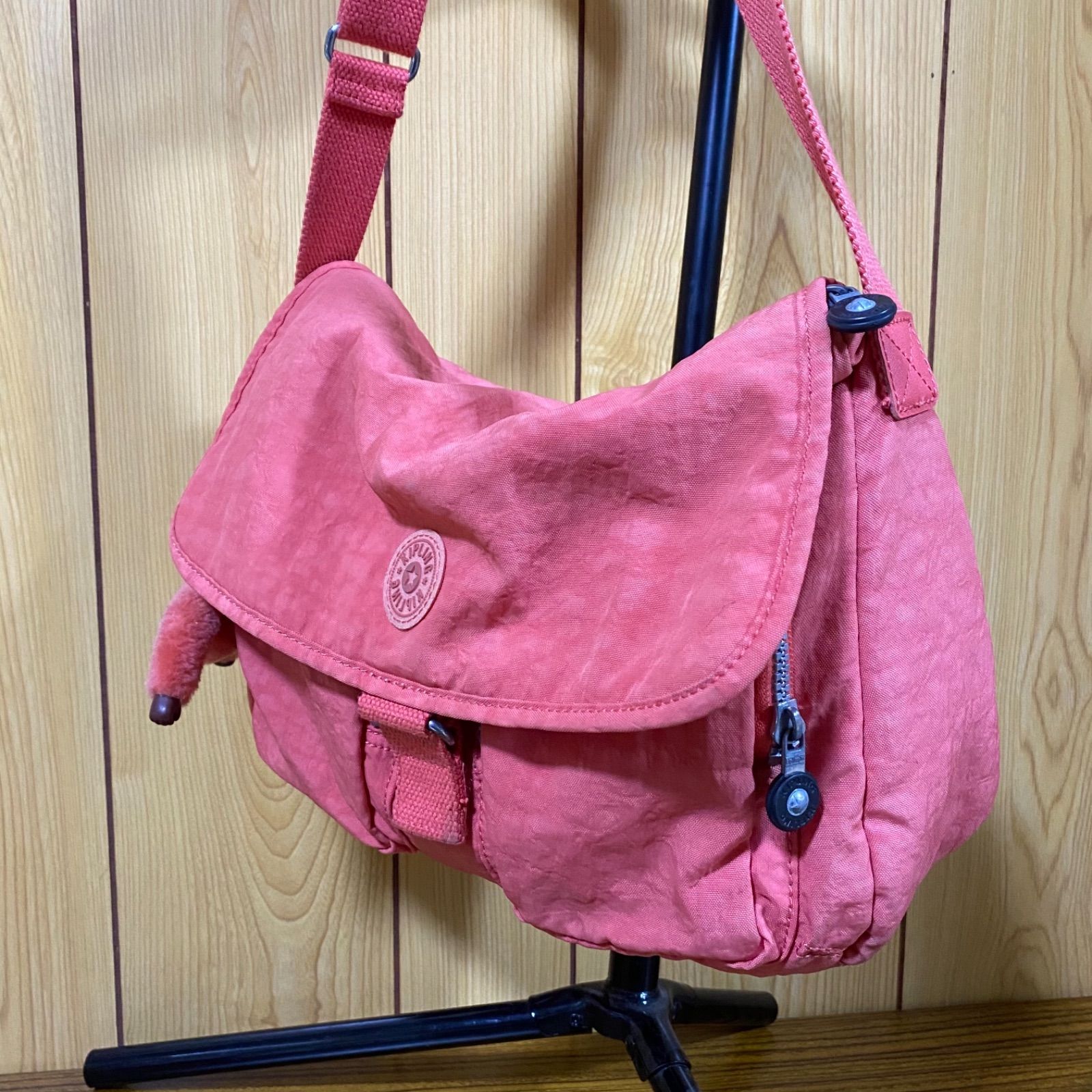55 Kipling キプリング ショルダーバッグ ナイロン ピンク レディース 