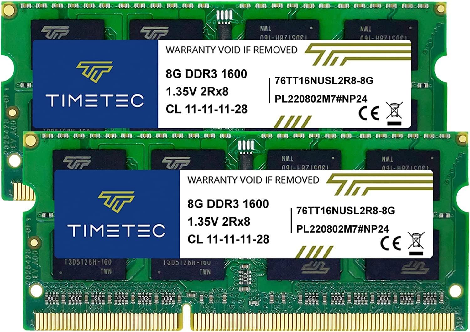 【人気商品】と1.5V 電圧1.35V Pin 204 両対応 PC3-12800/PC3L-12800 (16GB) 2枚 x 8GB 1600Mhz DDR3L ノートPC用メモリ IC Hynix タイムテック Timetec