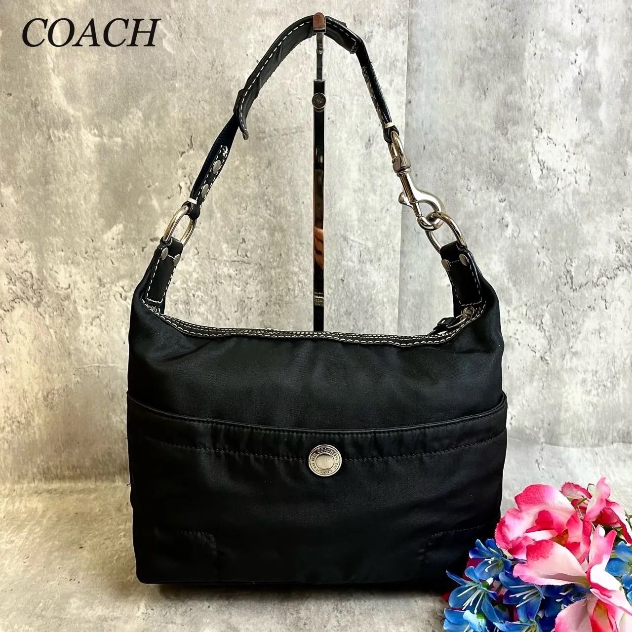 ✨良品✨COACH コーチ ハンドバッグ トートバッグ シルバー金具 ロゴ 