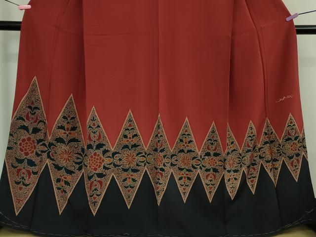 平和屋着物■極上　ファッションデザイナー　HIROKO KOSHINO　コシノヒロコ 　訪問着　草花文　赤紅色地　金彩　逸品　未使用　DZAB0183kh5 平和屋着物□極上 ファッションデザイナー HIROKO KOSHINO