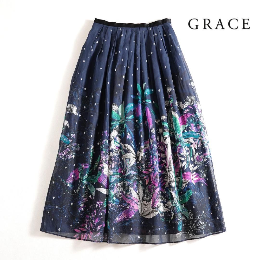 514t グレースコンチネンタル コロニアルプリントスカート