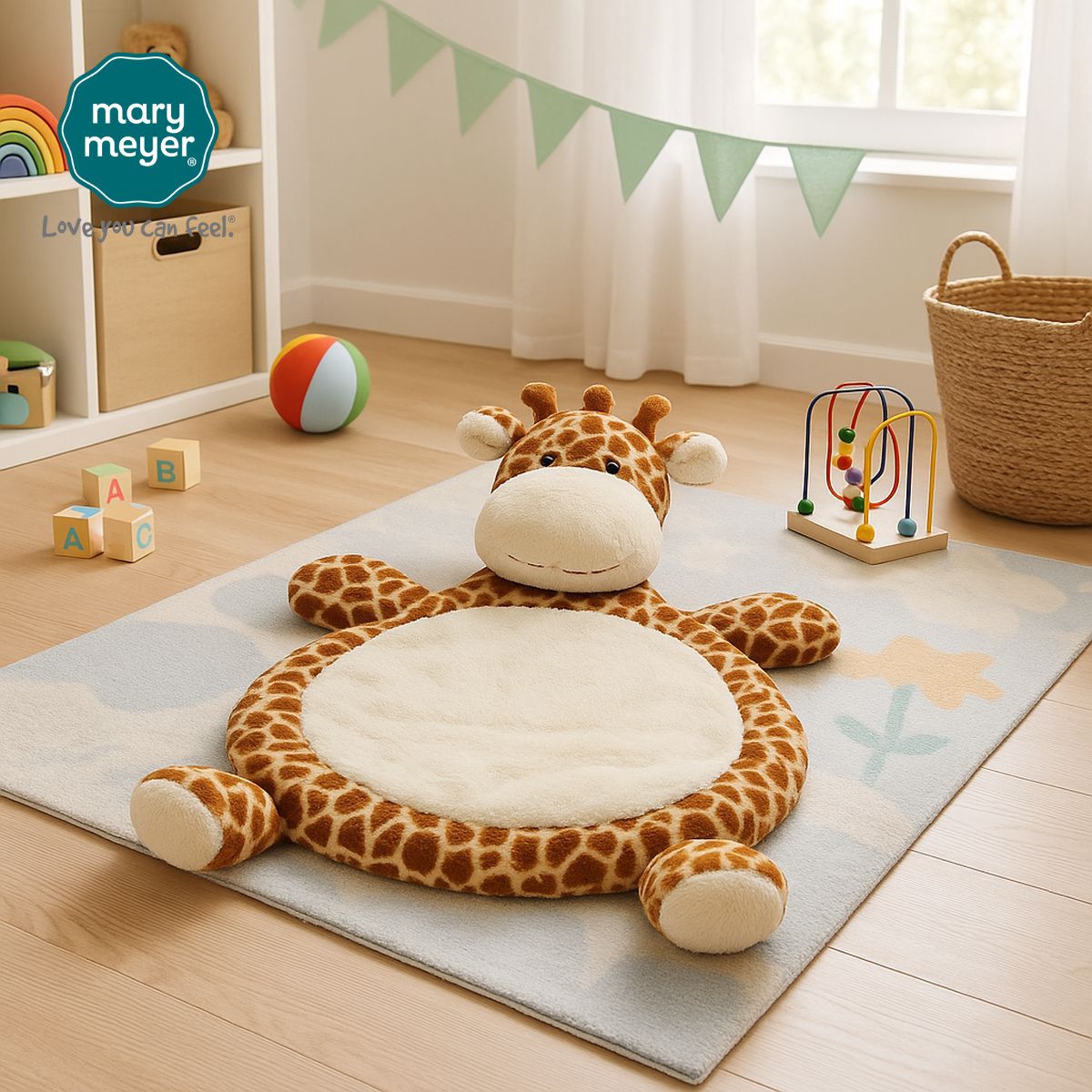 メリーマイヤー ベビーマット ジラフ 幅58x奥行79 cm 厚み5cm キリン | プレイマット 座布団 ベビー 赤ちゃん 0歳 用品 かわいい 動物 寝具 マット Mary Meyer 正規輸入品