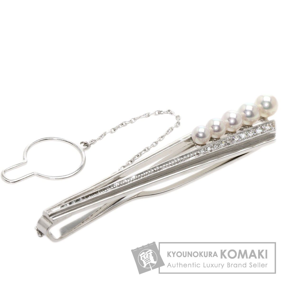 MIKIMOTO パール 真珠 ダイヤモンド タイピン K14WG メンズ