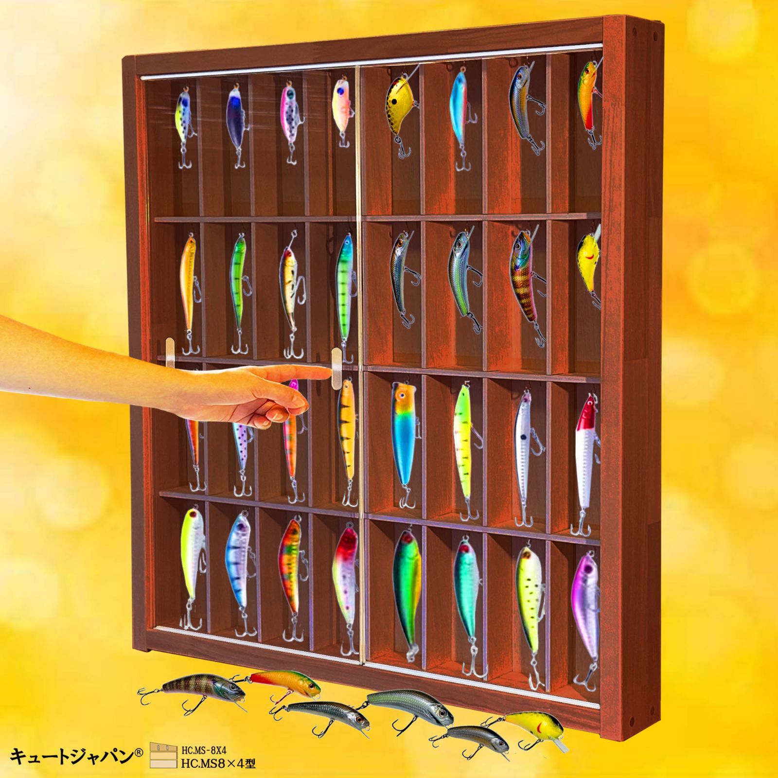 ルアーケース 32マス コレクション アクリル障子付 ホワイト色塗装