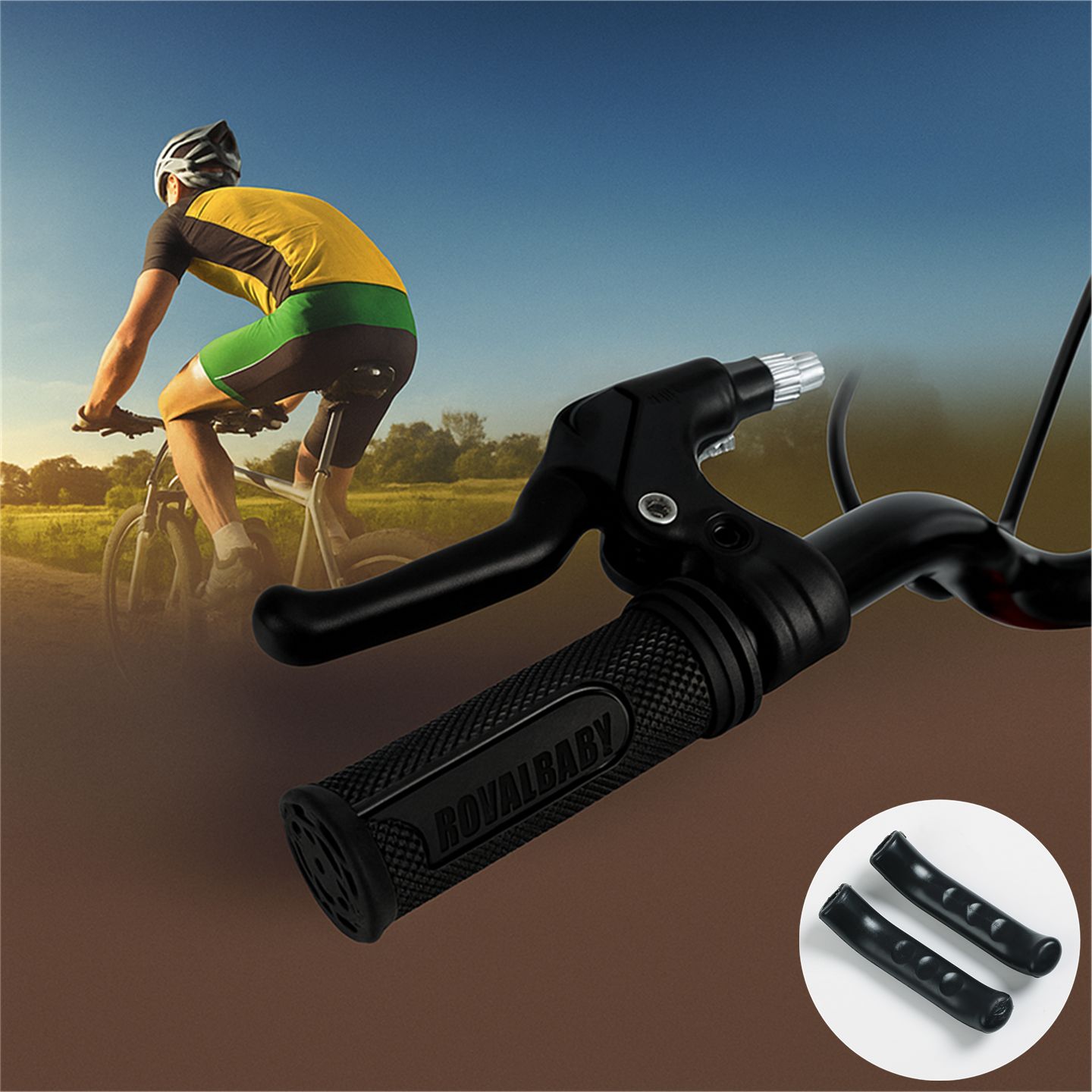 自転車ブレーキレバーカバー 黒 2本セット シリコン製 ハンドル保護 