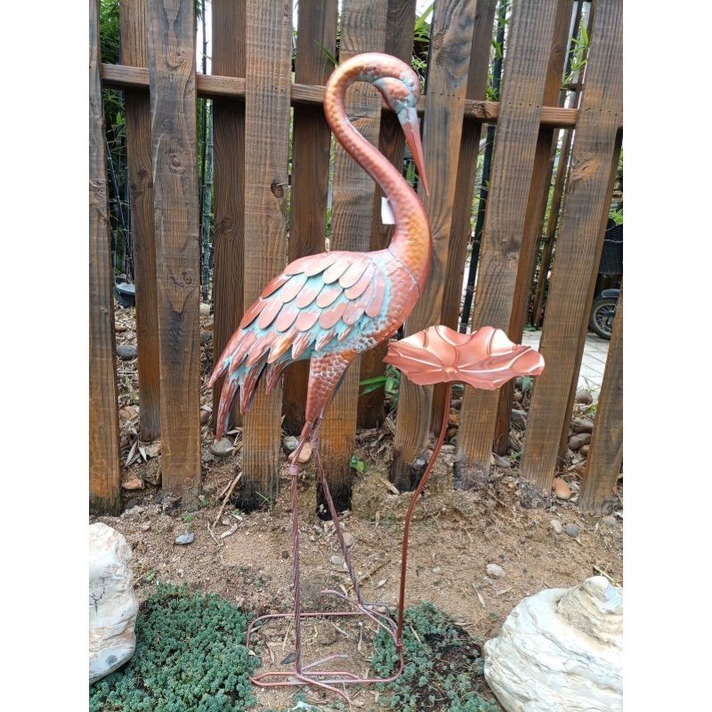 ガーデンオーナメント オブジェ 鶴 鳥 置物 庭 屋外 金属製 ガーデンオーナメント オブジェ 鶴 鳥 置物 庭 屋外 金属製